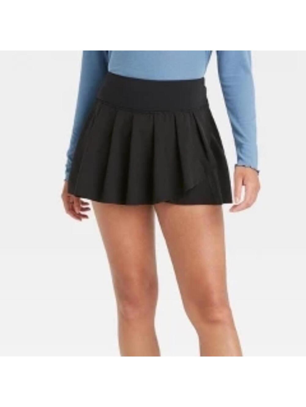 JoyLab High-Rise Faux Wrap Pleated Skorts Black XS